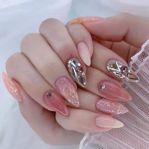 Khay đá khối Angel mix 2 loại cao cấp đính móng siêu sáng đẹp đủ màu Hot