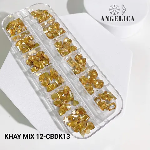 Khay đá khối Angel mix 2 loại cao cấp đính móng siêu sáng đẹp đủ màu Hot