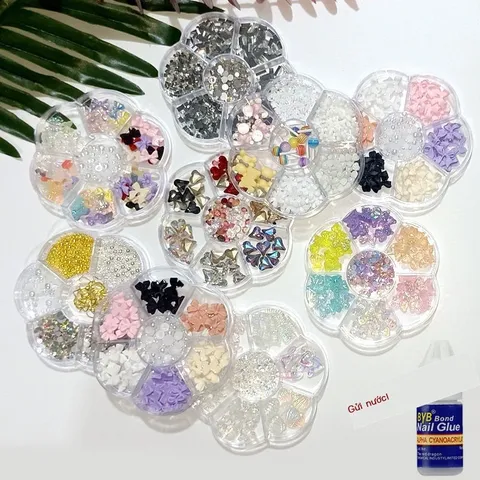 Cham đá khối khay hoa tròn mix đủ mẫu hot nhất gắn vô số mẫu nail đẹp