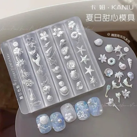 Khuôn silicon tạo hình charm vỏ sò ốc biển nhiều kiểu siêu HO.T ngành Nail