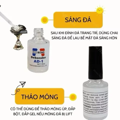 ( Giá sỉ ) Combo 10 chai AD sáng đá , tháo móng úp đa năng Chính Hãng chuyên dụng ngành Nail chai 10ml