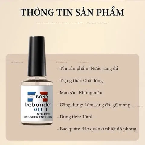 ( Giá sỉ ) Combo 10 chai AD sáng đá , tháo móng úp đa năng Chính Hãng chuyên dụng ngành Nail chai 10ml