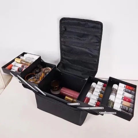 Cốp vải 2 tầng nhiều ngăn đựng đồ nail mi trang điểm siêu đẹp
