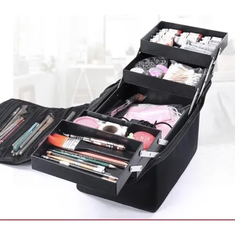 Cốp vải 2 tầng nhiều ngăn đựng đồ nail mi trang điểm siêu đẹp