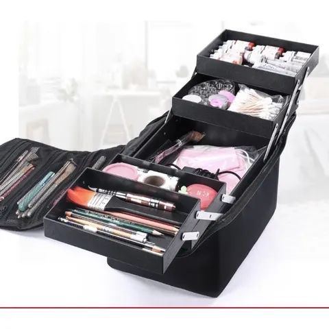 Cốp vải 2 tầng nhiều ngăn đựng đồ nail mi trang điểm siêu đẹp