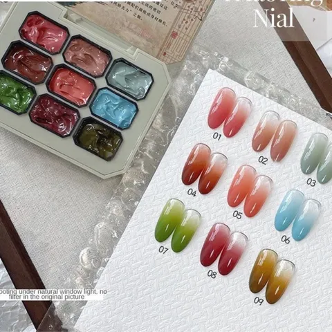 Khay gel dặm Ombre Nail 9 màu - Gel vẽ móng đa năng mẫu mới nhất Siêu HOT