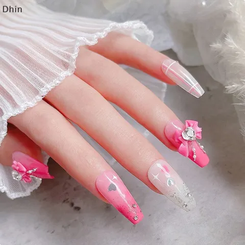 Set cham nơ nhuỵ đá đính móng mẫu mới siêu đẹp