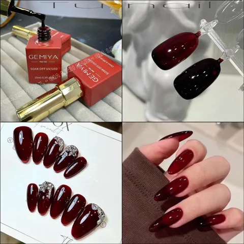 Sơn thạch đỏ rươu vang chất siêu đặc đẹp cực HOT xu hướng nail