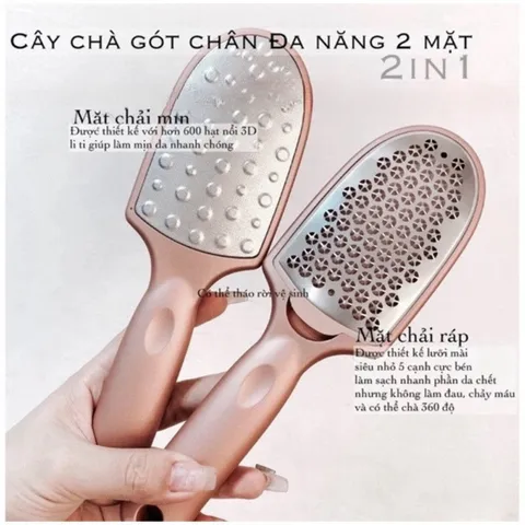 Cây chà gót chân 2 mặt chất liệu inox không gỉ cao cấp loại bỏ tế bào chết chuyên dụng ngành nail Spa