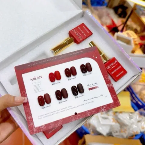 Set sơn gel Milan đỏ 6 màu cơ bản chất siêu đặc đẹp tặng bảng màu full chai 15ml CHÍNH HÃNG