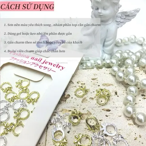Set 20 charm nơ tròn kim loại cao cấp siêu sáng đính trang trí móng mẫu HOT