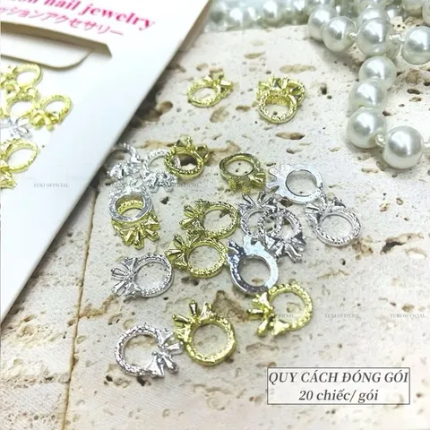 Set 20 charm nơ tròn kim loại cao cấp siêu sáng đính trang trí móng mẫu HOT