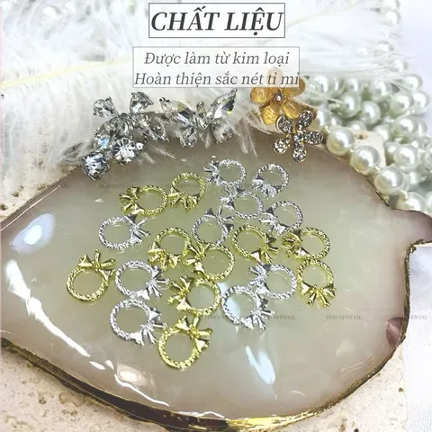 Set 20 charm nơ tròn kim loại cao cấp siêu sáng đính trang trí móng mẫu HOT