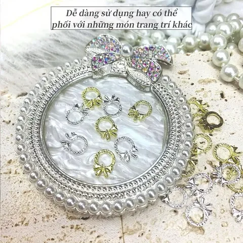 Set 20 charm nơ tròn kim loại cao cấp siêu sáng đính trang trí móng mẫu HOT