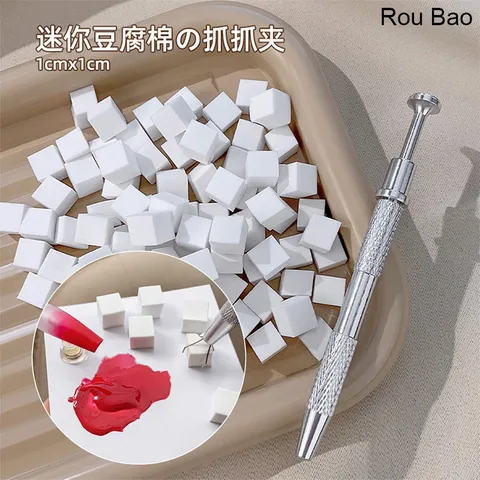 Hộp 100 bông mút dặm ombre nail tặng kèm bút gắp siêu HOT
