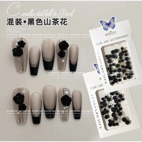 Set phụ kiện cham nơ đen trắng đính móng các mẫu HOT NHẤT