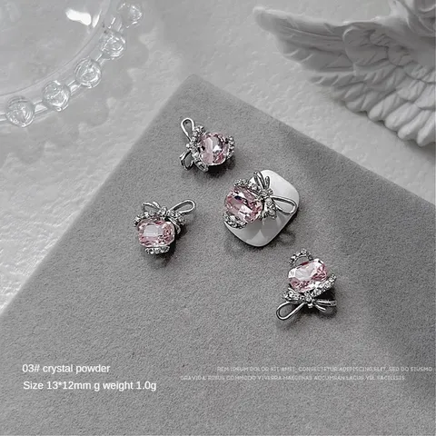 Set 14 viên đá khối mix charm nơ cao cấp Angelica đính trang trí móng siêu sáng đẹp