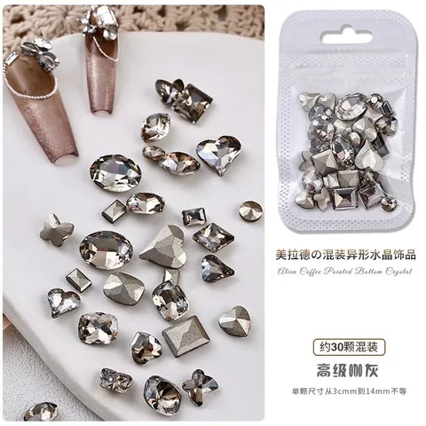 Set 50v Đá khối chân lồi màu hổ phách đính móng siêu đẹp mẫu mới cực Hot