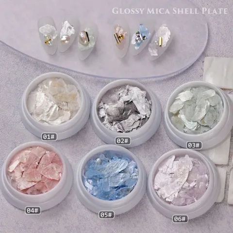 Xà cừ tuyết siêu mỏng set 6 hũ cao cấp design nail vân đá xà cừ không cần đắp gel siêu HOT