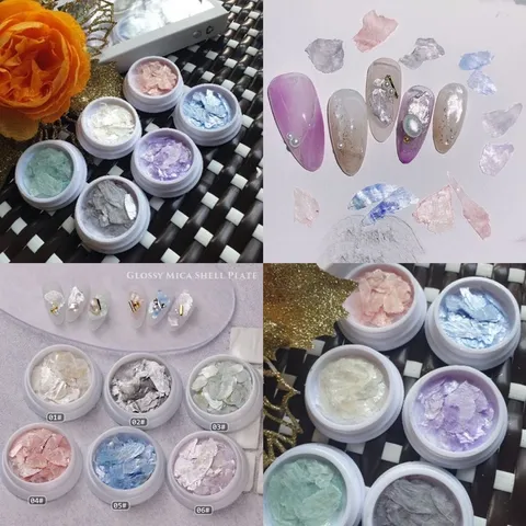 Xà cừ tuyết siêu mỏng set 6 hũ cao cấp design nail vân đá xà cừ không cần đắp gel siêu HOT
