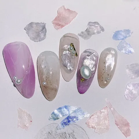 Xà cừ tuyết siêu mỏng set 6 hũ cao cấp design nail vân đá xà cừ không cần đắp gel siêu HOT