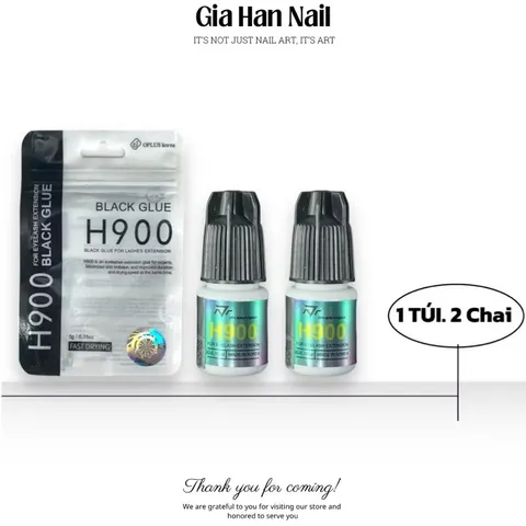Keo nối mi H900 CHÍNH HÃNG kháng nước, kháng dầu khô nhanh 1-2s siêu bền 4-6 tuần set 2 chai