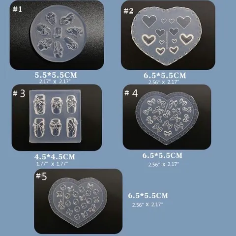 Khuôn silicon làm cham nơ nail nhiều mẫu siêu Hot