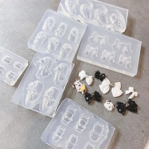 Khuôn silicon làm cham nơ nail nhiều mẫu siêu Hot