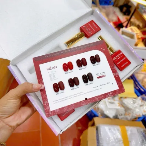 Set sơn đỏ Milan 6 màu cơ bản chất siêu đặc đẹp chai 15ml ( Tặng kèm bảng màu )