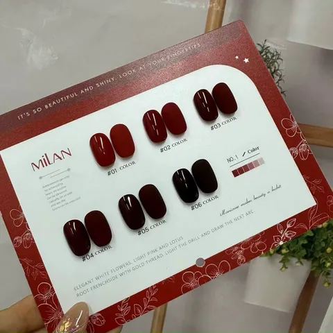 Set sơn đỏ Milan 6 màu cơ bản chất siêu đặc đẹp chai 15ml ( Tặng kèm bảng màu )