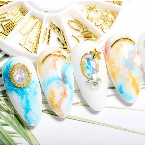 Cham vàng khay tròn trang trí gắn móng siêu đẹp