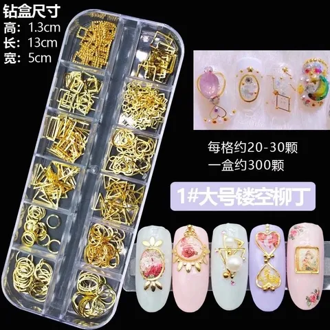 Khay cham vàng bạc đính móng design nail Hàn siêu xinh
