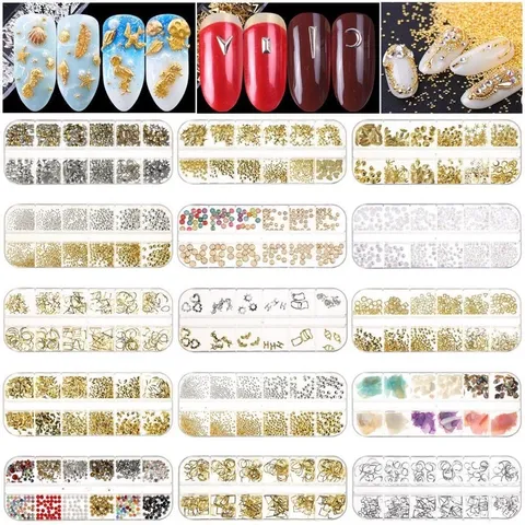 Khay cham vàng bạc đính móng design nail Hàn siêu xinh