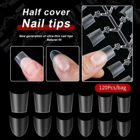 Móng típ nối Vuông Thang ngắn - Tròn ngắn dạng vỉ hộp 240 móng siêu mỏng dẻo chuẩn phom Loại 1