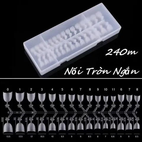 Móng típ nối Vuông Thang ngắn - Tròn ngắn dạng vỉ hộp 240 móng siêu mỏng dẻo chuẩn phom Loại 1