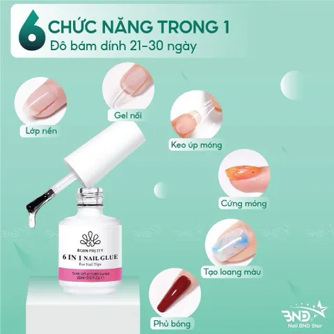 Glue Gel 6 in 1 đa năng - Base Gel gắn móng úp - Tạo cầu móng úp siêu bền Mẫu Mới Chính Hãng Chai 15ml [ TÚ ANH NAIL ]