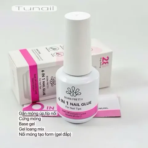 Glue Gel 6 in 1 đa năng - Base Gel gắn móng úp - Tạo cầu móng úp siêu bền Mẫu Mới Chính Hãng Chai 15ml [ TÚ ANH NAIL ]