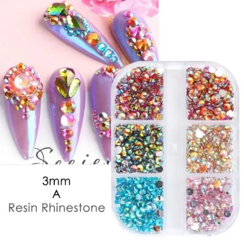 Đá AB 7 màu 6 ngăn mix size siêu sáng đẹp đính móng