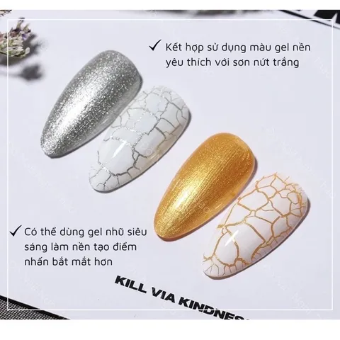 Sơn gel sơn nứt đen trắng làm mẫu nail nứt cực chất đang Hot