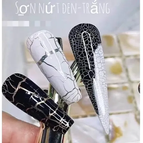 Sơn gel sơn nứt đen trắng làm mẫu nail nứt cực chất đang Hot