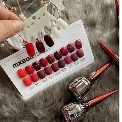Sét 6 chai sơn gel mxbon tông đỏ thời thượng chính hãng chất siêu đặc đẹp chuẩn màu siêu HOT