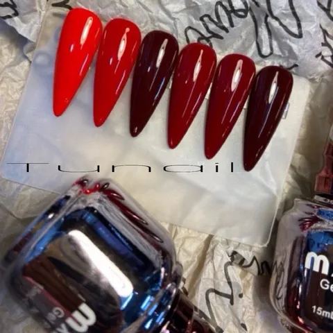 Sét 6 chai sơn gel mxbon tông đỏ thời thượng chính hãng chất siêu đặc đẹp chuẩn màu siêu HOT