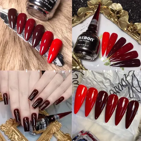 Sét 6 chai sơn gel mxbon tông đỏ thời thượng chính hãng chất siêu đặc đẹp chuẩn màu siêu HOT