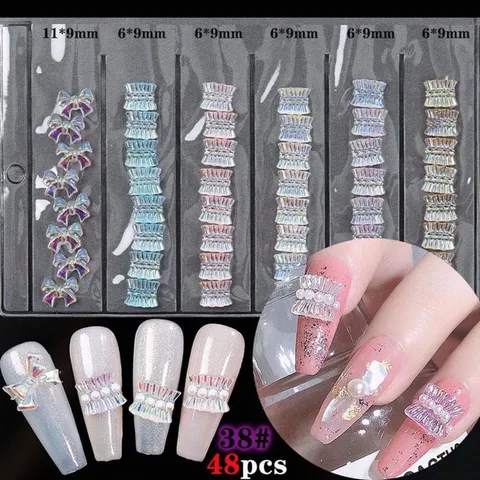 Set cham hoa nơ thuỷ tinh 6 ngăn mix nhiều mẫu đính móng nailbox siêu xinh