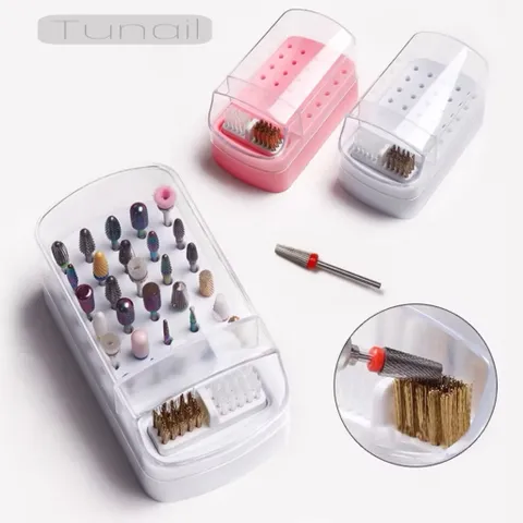 Hộp đựng đầu mài Nail cỡ lớn 30 lỗ cắm kèm chổi vệ sinh đa năng có nắp đậy bảo quản đầu mài cực tốt