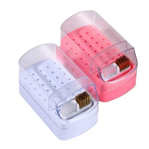 Hộp đựng đầu mài Nail cỡ lớn 30 lỗ cắm kèm chổi vệ sinh đa năng có nắp đậy bảo quản đầu mài cực tốt