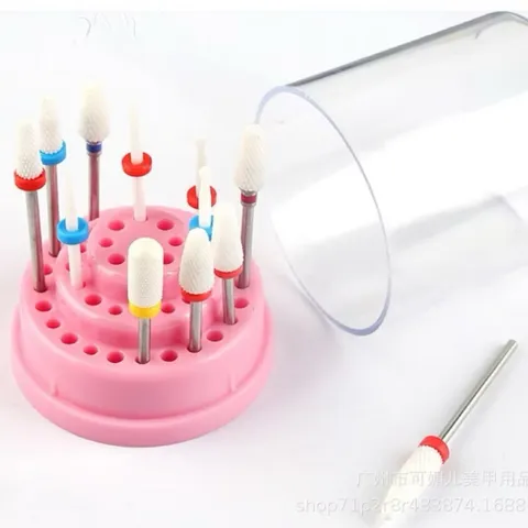 Hộp đựng đầu mài Nail cỡ lớn 30 lỗ cắm kèm chổi vệ sinh đa năng có nắp đậy bảo quản đầu mài cực tốt