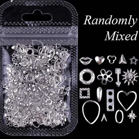 Set 100c phụ kiện cham vàng bạc đính móng mix nhiều mẫu siêu xinh
