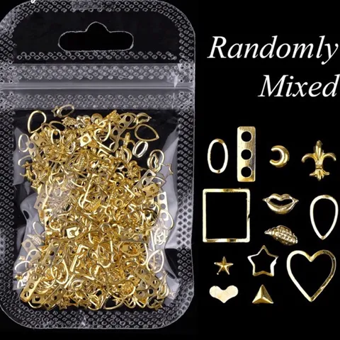 Set 100c phụ kiện cham vàng bạc đính móng mix nhiều mẫu siêu xinh