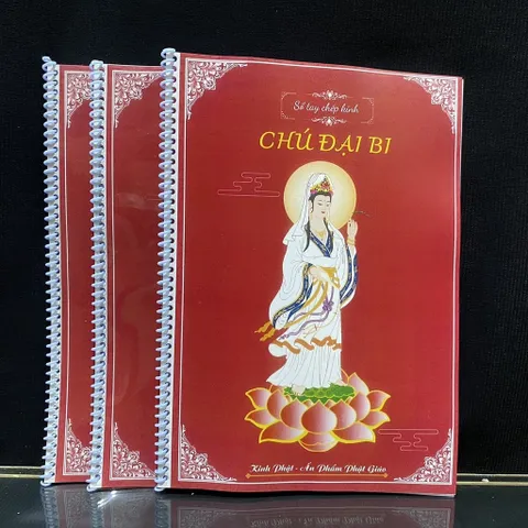 Tặng viết, Vở Chép Tay Chú Đại Bi có in chữ mờ có và hình Bồ Tát Quán Âm - CHEPDAIBI
